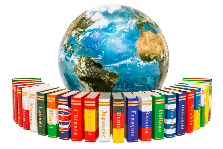 world globe with books